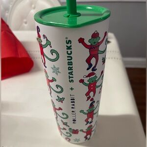 Starbucks Festive Tumbler with Green and Red Design